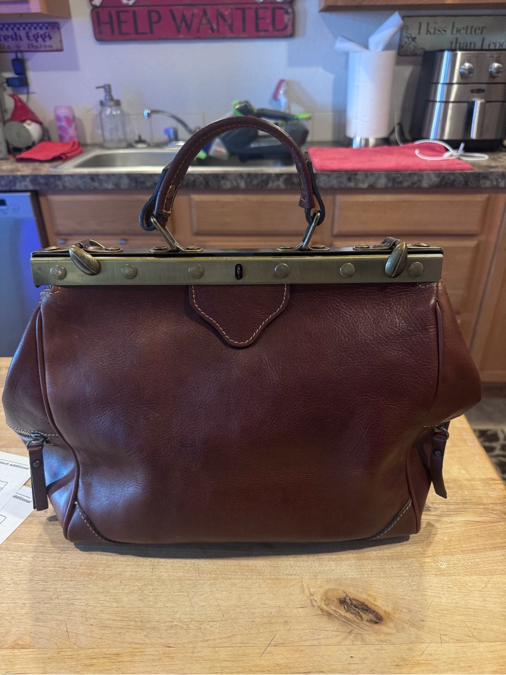 il Duca Made in Italy Brown Leather Doctor Bag Satchel NWOT